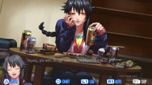 Chiemi getting drunk in Raging Loop.
