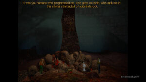 Player selection screen in the game I Have No Mouth and I Must Scream.