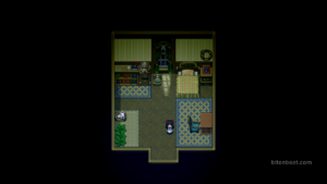 Aya from Mad Father in her bedroom with her rabbit.