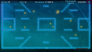 A stage from Plox Neon, with a blue background and no trails.