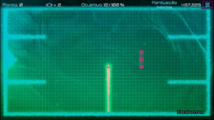 A green trail lights up the grid with three enemies near the player.