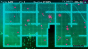 A stage from Plox Neon, full of pink enemies.