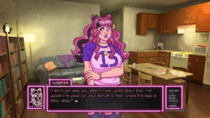 A dialogue with Juniper in Arcade Spirits.