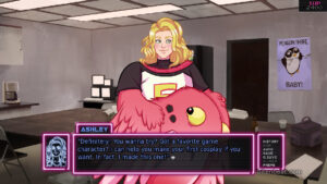 A dialogue with Ashley in Arcade Spirits.