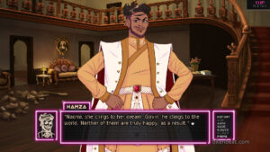 A dialogue with Hamza in Arcade Spirits.