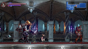 Miriam surrounded by two enemies in Bloodstained: Ritual of the Night.