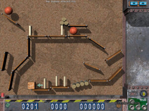 A stage with two basketballs in Crazy Machines.