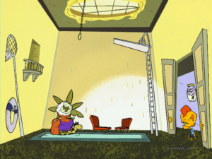 The swimming pool area with a monster.