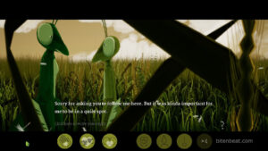 A dialogue between two mantis in Don't Make Love.