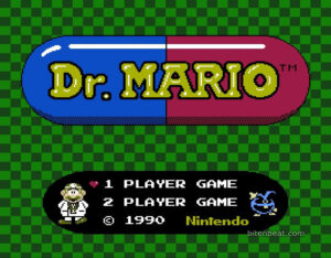 Intro screen in the NES version of Dr. Mario.