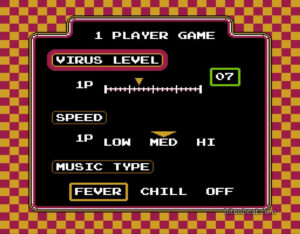 Options screen in Dr. Mario.