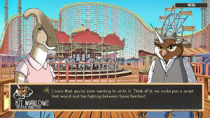 A dialogue scene with Kit Marlowe in Furry Shakespeare: Dashing Dinosaurs & Sexy Centaurs.