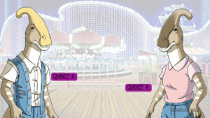 Player selection screen in Furry Shakespeare: Dashing Dinosaurs & Sexy Centaurs.