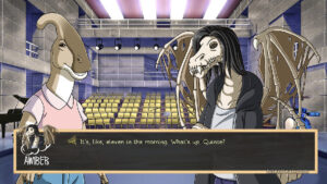 A dialogue scene with Amber in Furry Shakespeare: Dashing Dinosaurs & Sexy Centaurs.