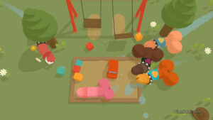 Four penises wearing piercings and spiked necklaces in Genital Jousting.