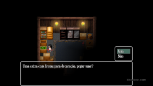 Lucie taking a decorative fruit from a box.