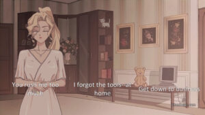 A choice-driven dialogue in Pantsu Hunter: Back to the 90s.