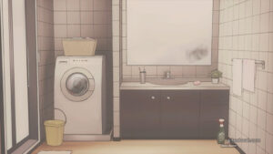 The laundry room in Pantsu Hunter: Back to the 90s.