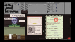 Gameplay footage from Papers, Please.