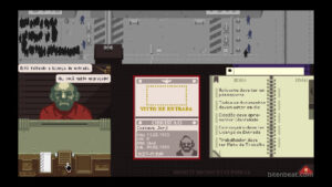 Gameplay footage from Papers, Please.