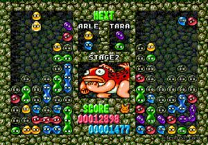 Arle versus Suketou Dara in Puyo Puyo.