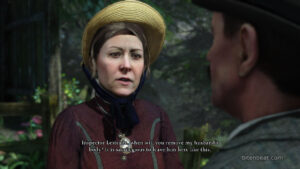 Sherlock Holmes talking to a woman.