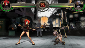 Parasoul fighting against Painwheel.