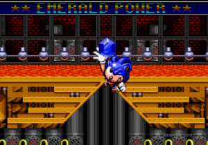 Sonic getting an Emerald in Sonic Spinball.