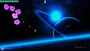 A stage with Saturn as a background in Super Asteroids.