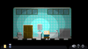 Marlo in the bathroom.