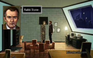 Two men from The Shivah talking to each other.