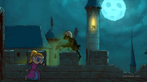 Tsioque hiding from an imp.