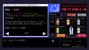 The beer recipe in VA-11 Hall-A: Cyberpunk Bartender Action.