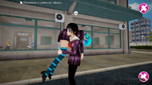 A girl carrying an unconscious girl on her back.