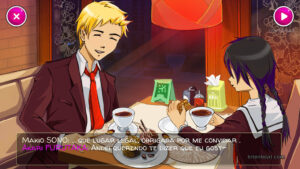 The protagonist on a date with the guy she loves.