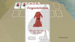 A congratulations card in Buddy and Lucky Solitaire.