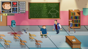 A classroom stage in Bully Beatdown.