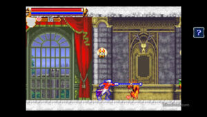 Juste defeating a zombie in Castlevania: Harmony of Dissonance.
