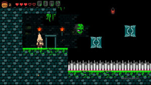 A green stage from Halloween Forever.