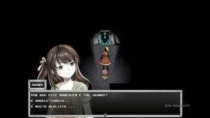 Asuka looking at a mannequin in Scarred Stars: Traumatic Edition.