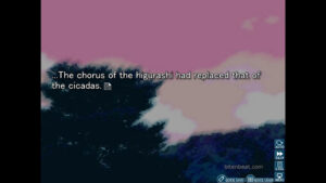 Gameplay footage from Higurashi When They Cry Hou – Ch. 6 Tsumihoroboshi.