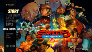 Main menu screen from Streets of Rage 4.