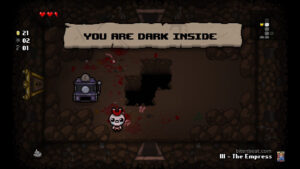 A room before the boss fight in The Binding of Isaac: Rebirth.