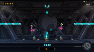 A stage with two pink enemies in The Bug Butcher.