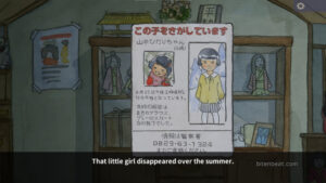 A poster of a missing girl in The Doll Shop.