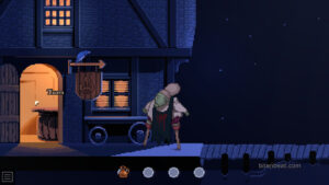 Mrs. Appleton outside the tavern in The Supper.