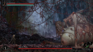 A boss fight against Brood Mother in Vigil: The Longest Night.