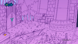 A purple stage from A Castle Full of Cats.