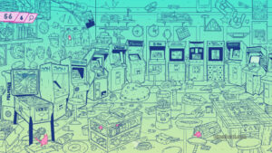 A green-themed stage in An Arcade Full of Cats.