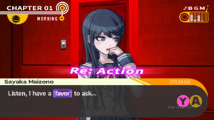 Sayaka Maizono asking for a favor in Danganronpa: Trigger Happy Havoc.